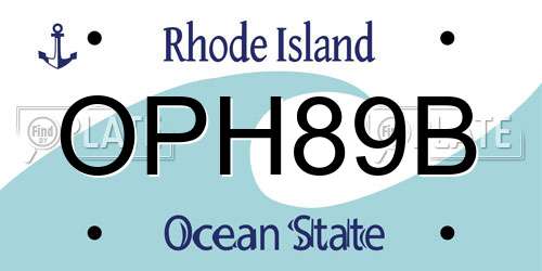 OPH89B Rhode Island License Plate