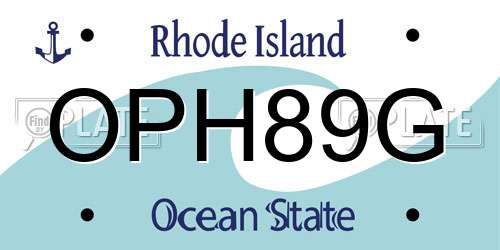 OPH89G Rhode Island License Plate