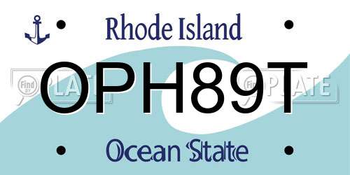 OPH89T Rhode Island License Plate