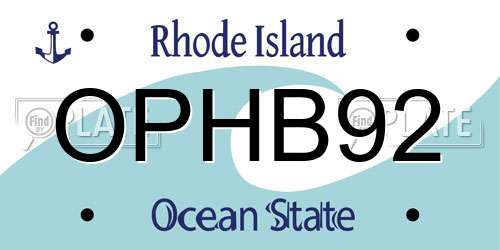OPHB92 Rhode Island License Plate