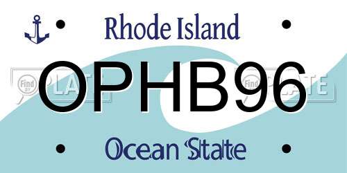 OPHB96 Rhode Island License Plate