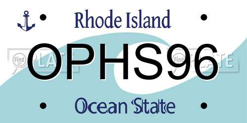 OPHS96 Rhode Island License Plate