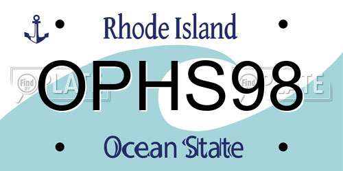 OPHS98 Rhode Island License Plate