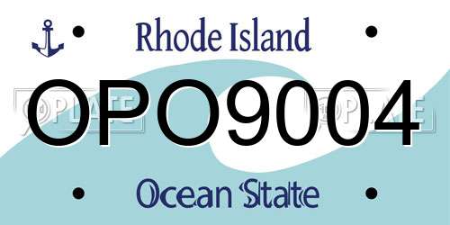 OPO9004 Rhode Island License Plate