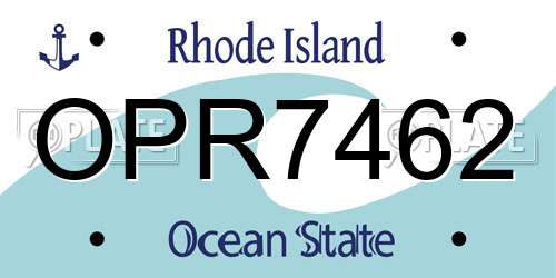 OPR7462 Rhode Island License Plate