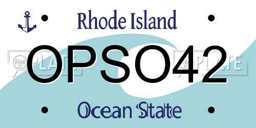 OPSO42 Rhode Island License Plate
