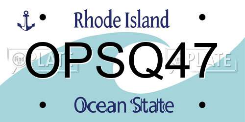 OPSQ47 Rhode Island License Plate