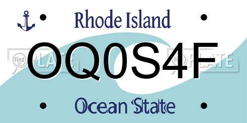 OQ0S4F Rhode Island License Plate