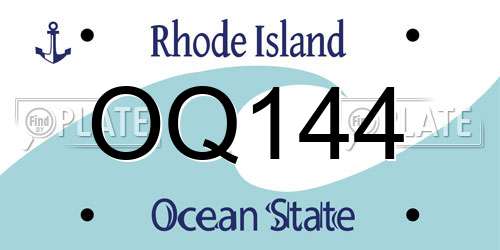 OQ144 Rhode Island License Plate