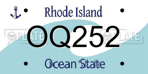 OQ252 Rhode Island License Plate