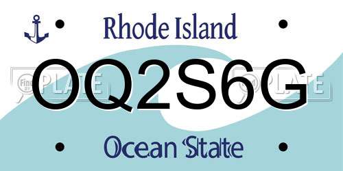 OQ2S6G Rhode Island License Plate