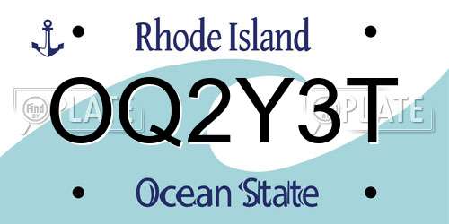 OQ2Y3T Rhode Island License Plate