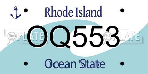 OQ553 Rhode Island License Plate