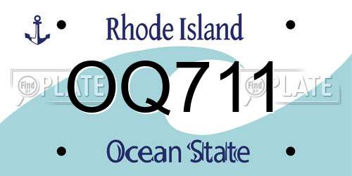 OQ711 Rhode Island License Plate