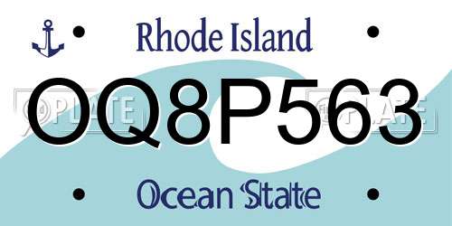 OQ8P563 Rhode Island License Plate