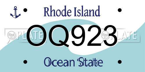 OQ923 Rhode Island License Plate