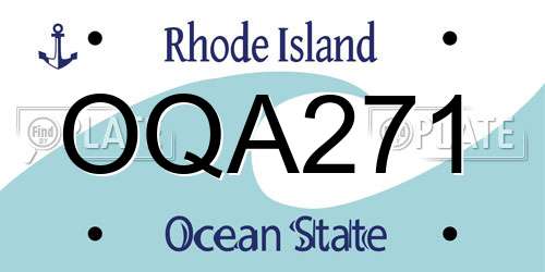 OQA271 Rhode Island License Plate