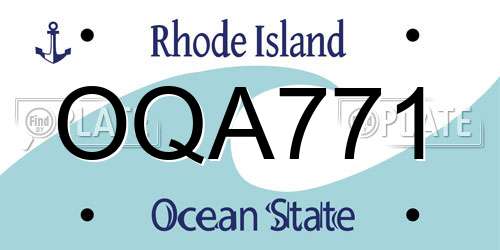 OQA771 Rhode Island License Plate