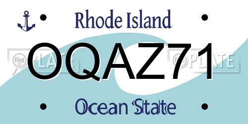 OQAZ71 Rhode Island License Plate