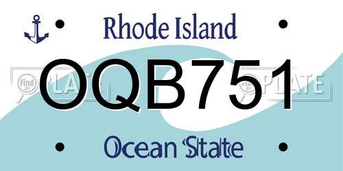 OQB751 Rhode Island License Plate