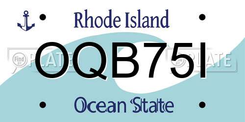 OQB75I Rhode Island License Plate