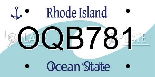 OQB781 Rhode Island License Plate