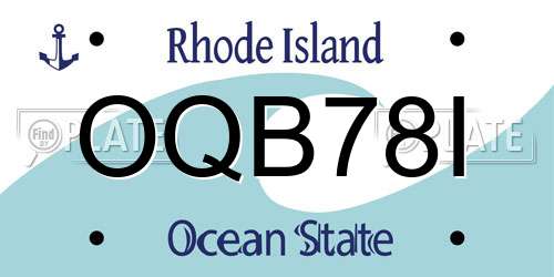 OQB78I Rhode Island License Plate