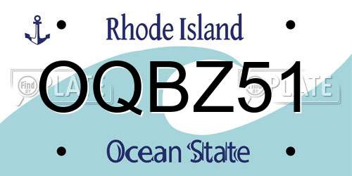 OQBZ51 Rhode Island License Plate