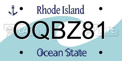 OQBZ81 Rhode Island License Plate