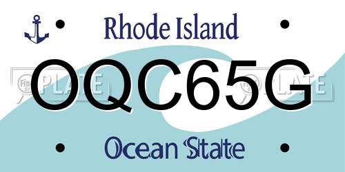 OQC65G Rhode Island License Plate
