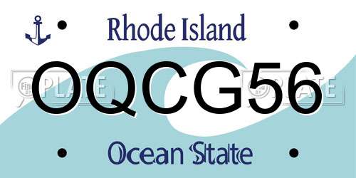 OQCG56 Rhode Island License Plate