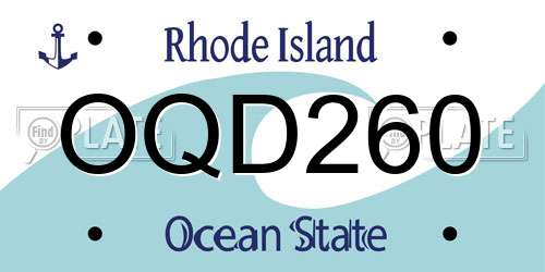 OQD260 Rhode Island License Plate