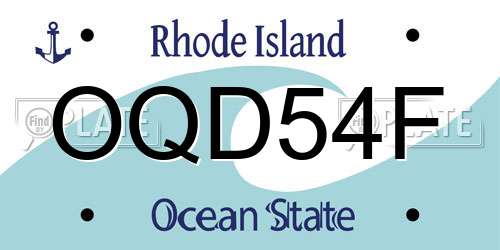 OQD54F Rhode Island License Plate
