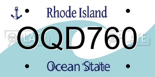 OQD760 Rhode Island License Plate