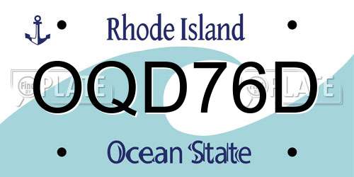 OQD76D Rhode Island License Plate
