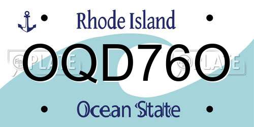 OQD76O Rhode Island License Plate