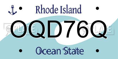OQD76Q Rhode Island License Plate