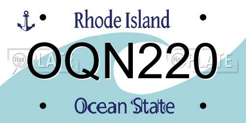 OQN220 Rhode Island License Plate