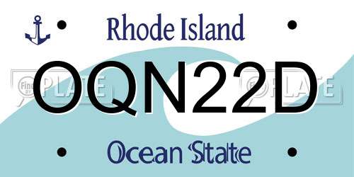 OQN22D Rhode Island License Plate
