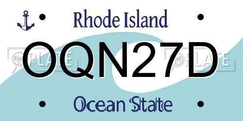 OQN27D Rhode Island License Plate