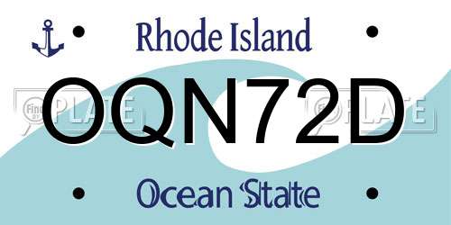 OQN72D Rhode Island License Plate