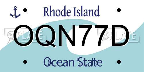 OQN77D Rhode Island License Plate