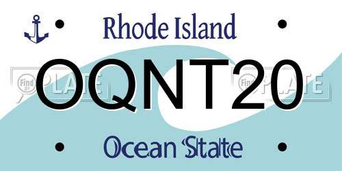 OQNT20 Rhode Island License Plate