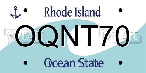 OQNT70 Rhode Island License Plate