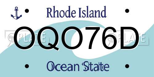OQO76D Rhode Island License Plate