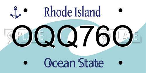 OQQ76O Rhode Island License Plate