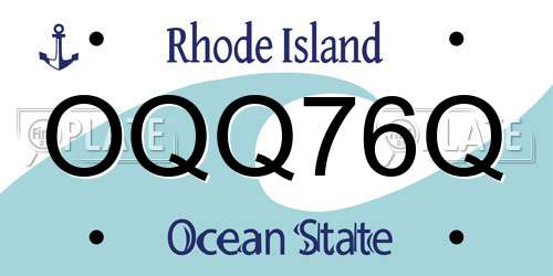 OQQ76Q Rhode Island License Plate