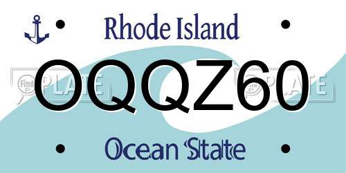 OQQZ60 Rhode Island License Plate