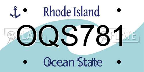 OQS781 Rhode Island License Plate