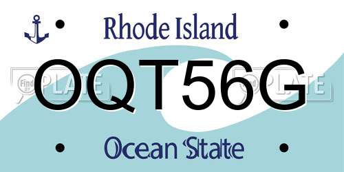 OQT56G Rhode Island License Plate